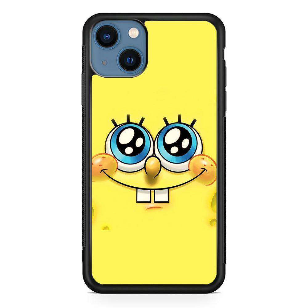 Spongebob's smiling face iPhone 13 Case-Rubber / Black (2D Case)-Xtracase