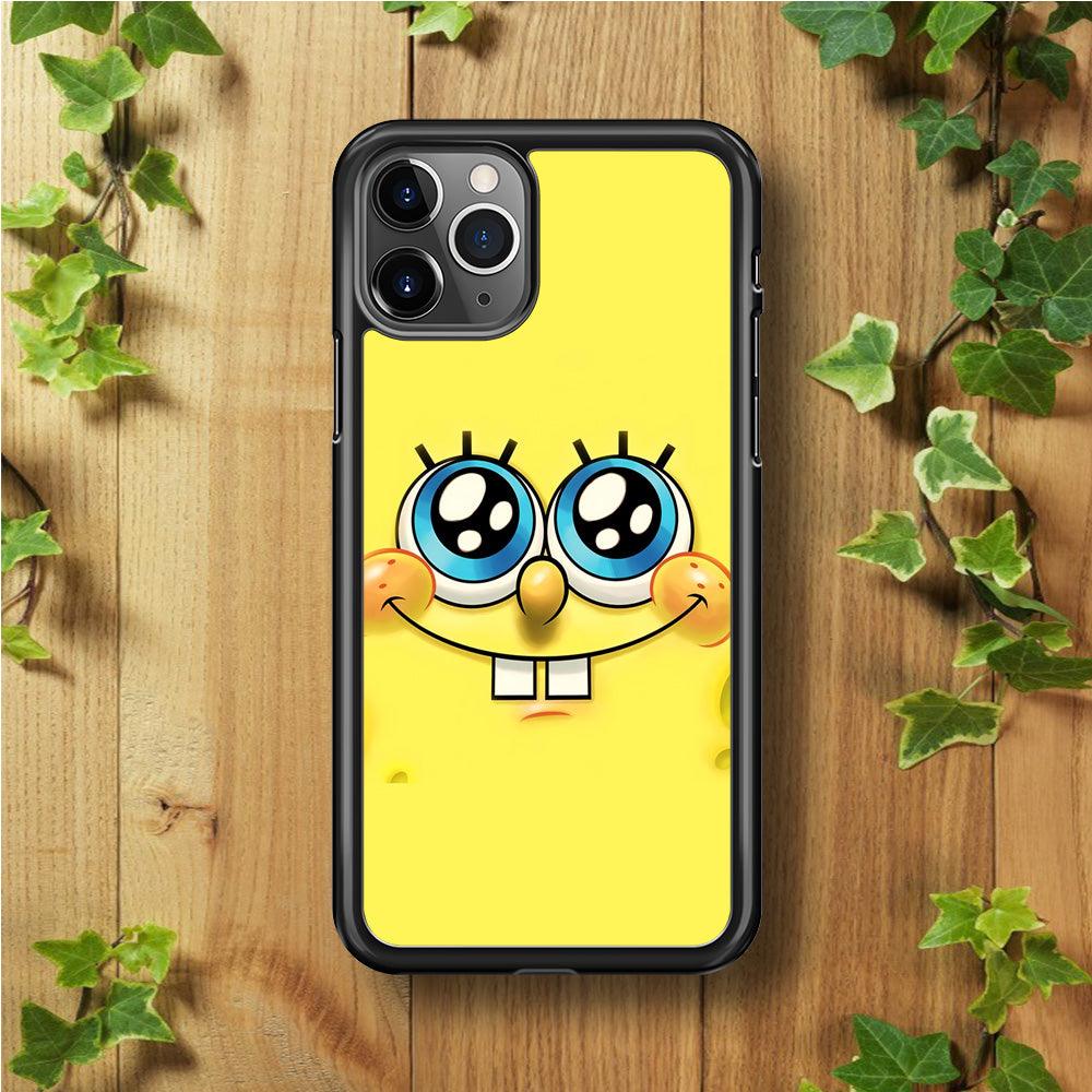 Spongebob's smiling face iPhone 11 Pro Case-Rubber / Black (2D Case)-Xtracase