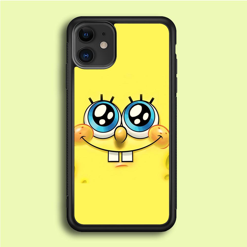Spongebob's smiling face iPhone 12 Mini Case-Rubber / Black (2D Case)-Xtracase