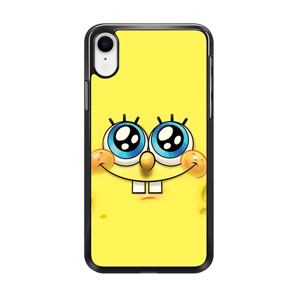 Spongebob's smiling face iPhone XR Case-Rubber / Black (2D Case)-Xtracase