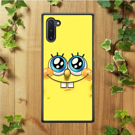 Spongebob's smiling face Samsung Galaxy Note 10 Case-Rubber / White (2D Case)-Xtracase