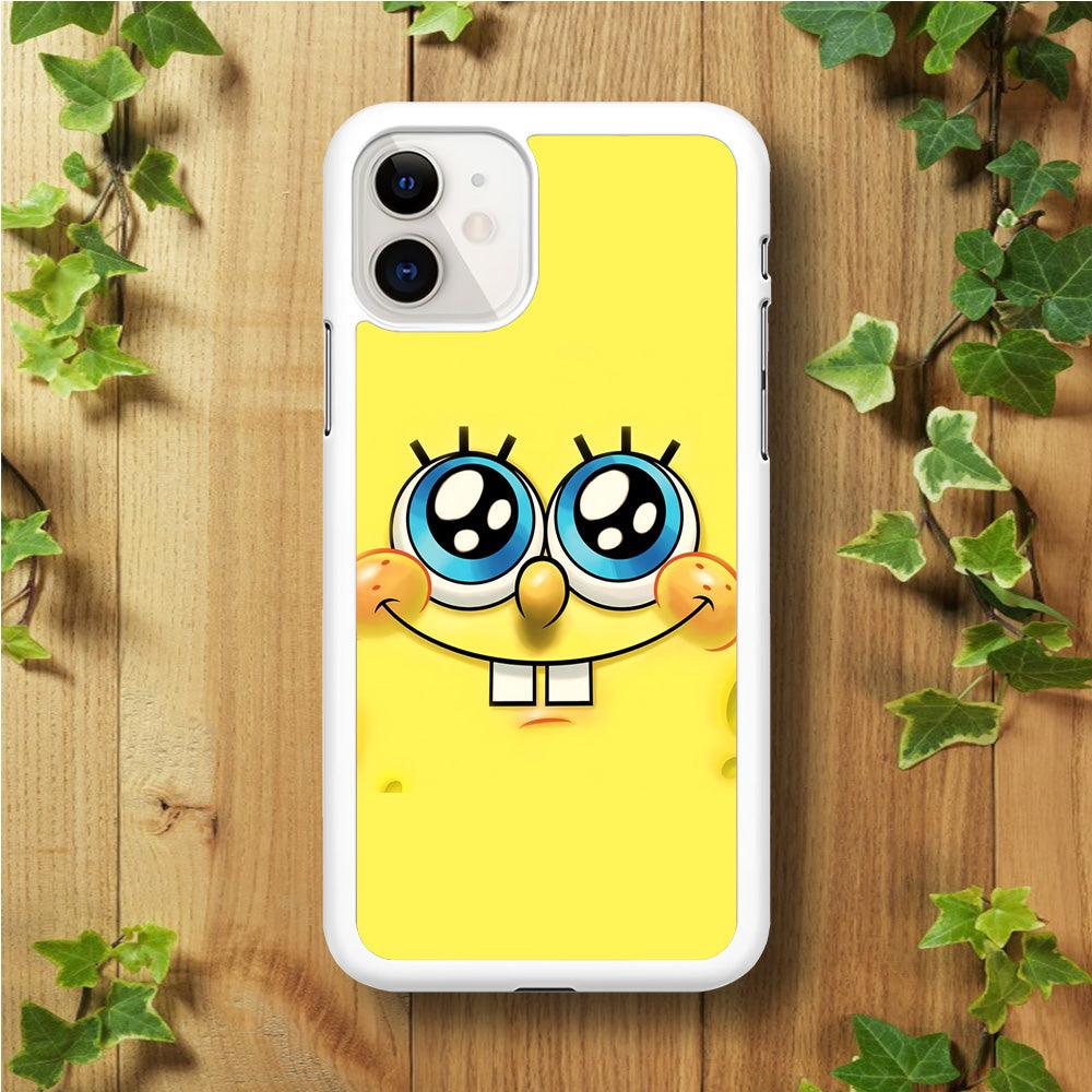 Spongebob's smiling face iPhone 11 Case-Rubber / White (2D Case)-Xtracase
