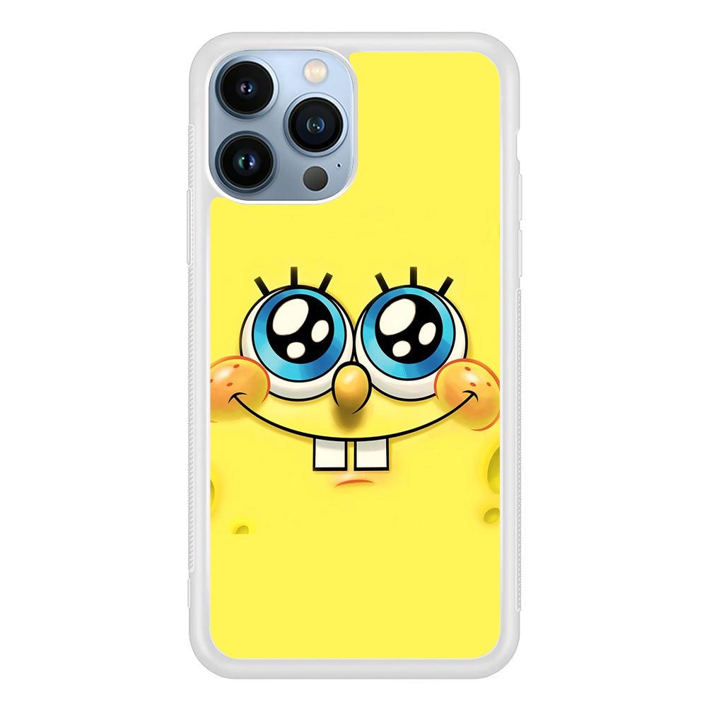 Spongebob's smiling face iPhone 13 Pro Case-Rubber / White (2D Case)-Xtracase