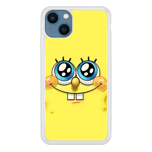 Spongebob's smiling face iPhone 13 Case-Rubber / White (2D Case)-Xtracase
