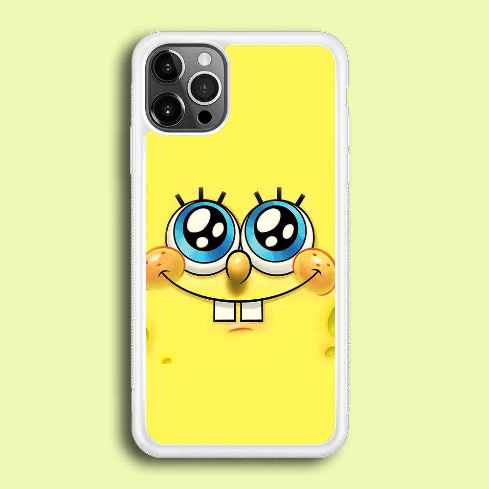 Spongebob's smiling face iPhone 12 Pro Case-Rubber / White (2D Case)-Xtracase