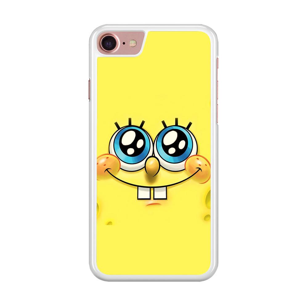 Spongebob's smiling face iPhone SE 2020 Case-Rubber / White (2D Case)-Xtracase