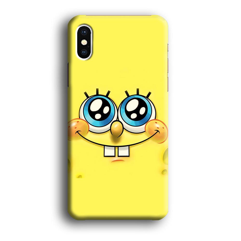 Spongebob's smiling face iPhone Xs Case-Plastic / Full Wrap (3D Case)-Xtracase
