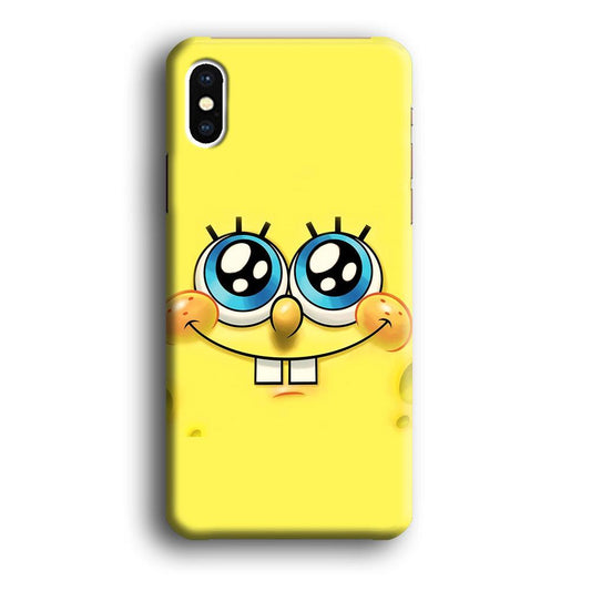 Spongebob's smiling face iPhone Xs Case-Plastic / Full Wrap (3D Case)-Xtracase