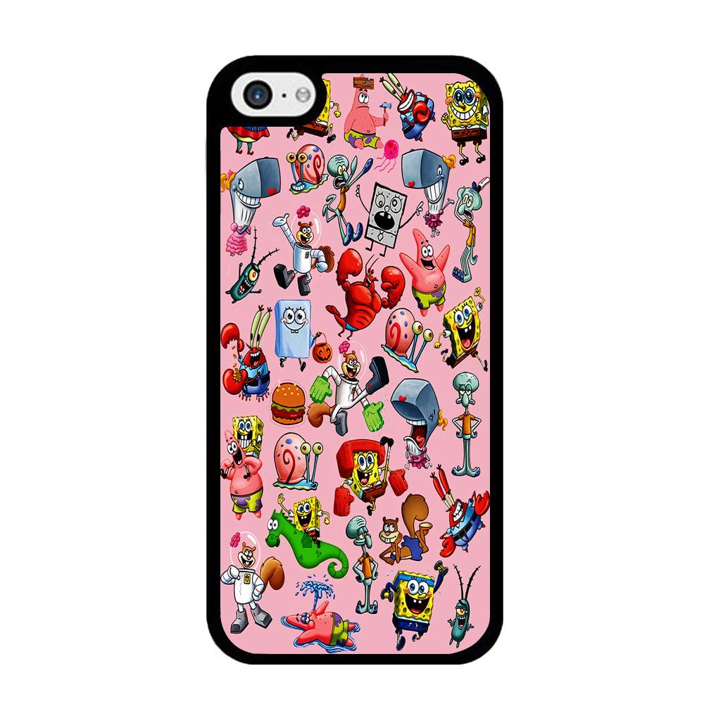 Spongebob and Friend Sticker iPhone 5 | 5s Case-Rubber / Black (2D Case)-Xtracase