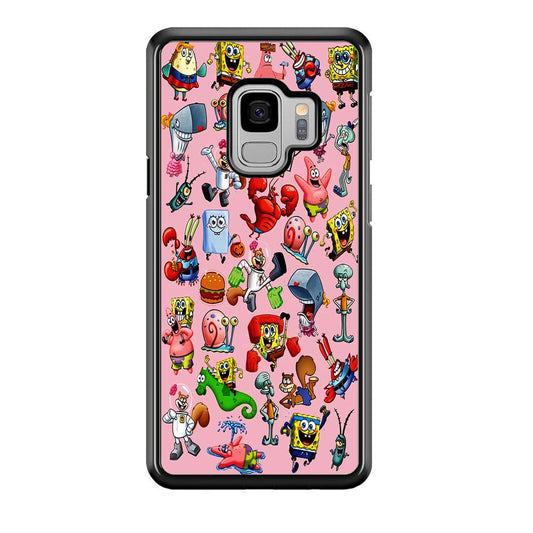 Spongebob and Friend Sticker Samsung Galaxy S9 Case-Rubber / White (2D Case)-Xtracase