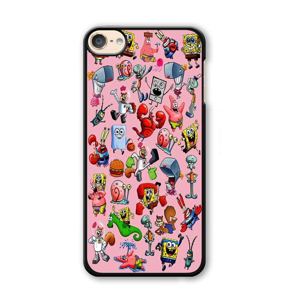 Spongebob and Friend Sticker iPod Touch 6 Case-Plastic / Black (2D Case)-Xtracase