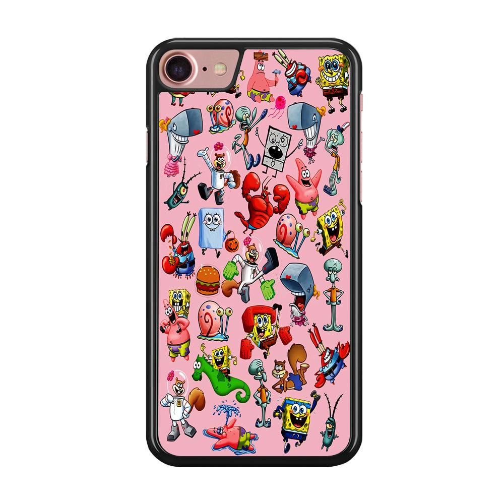 Spongebob and Friend Sticker iPhone SE 2020 Case-Rubber / Black (2D Case)-Xtracase