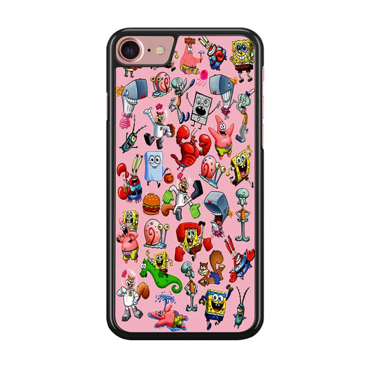 Spongebob and Friend Sticker iPhone SE 2020 Case-Rubber / Black (2D Case)-Xtracase