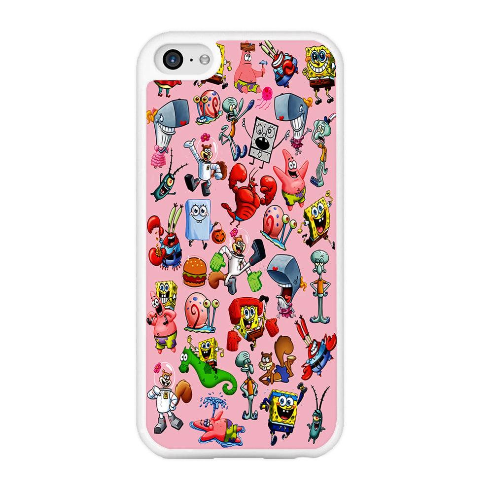 Spongebob and Friend Sticker iPhone 5 | 5s Case-Rubber / White (2D Case)-Xtracase