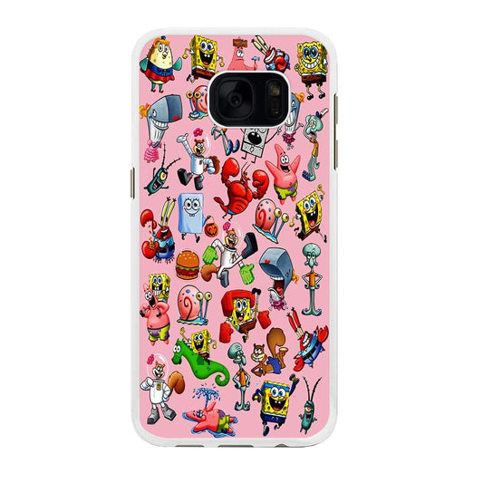 Spongebob and Friend Sticker Samsung Galaxy S7 Case-Rubber / White (2D Case)-Xtracase