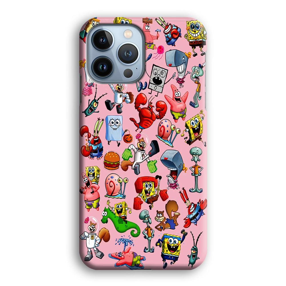 Spongebob and Friend Sticker iPhone 13 Pro Case-Plastic / Full Wrap (3D Case)-Xtracase