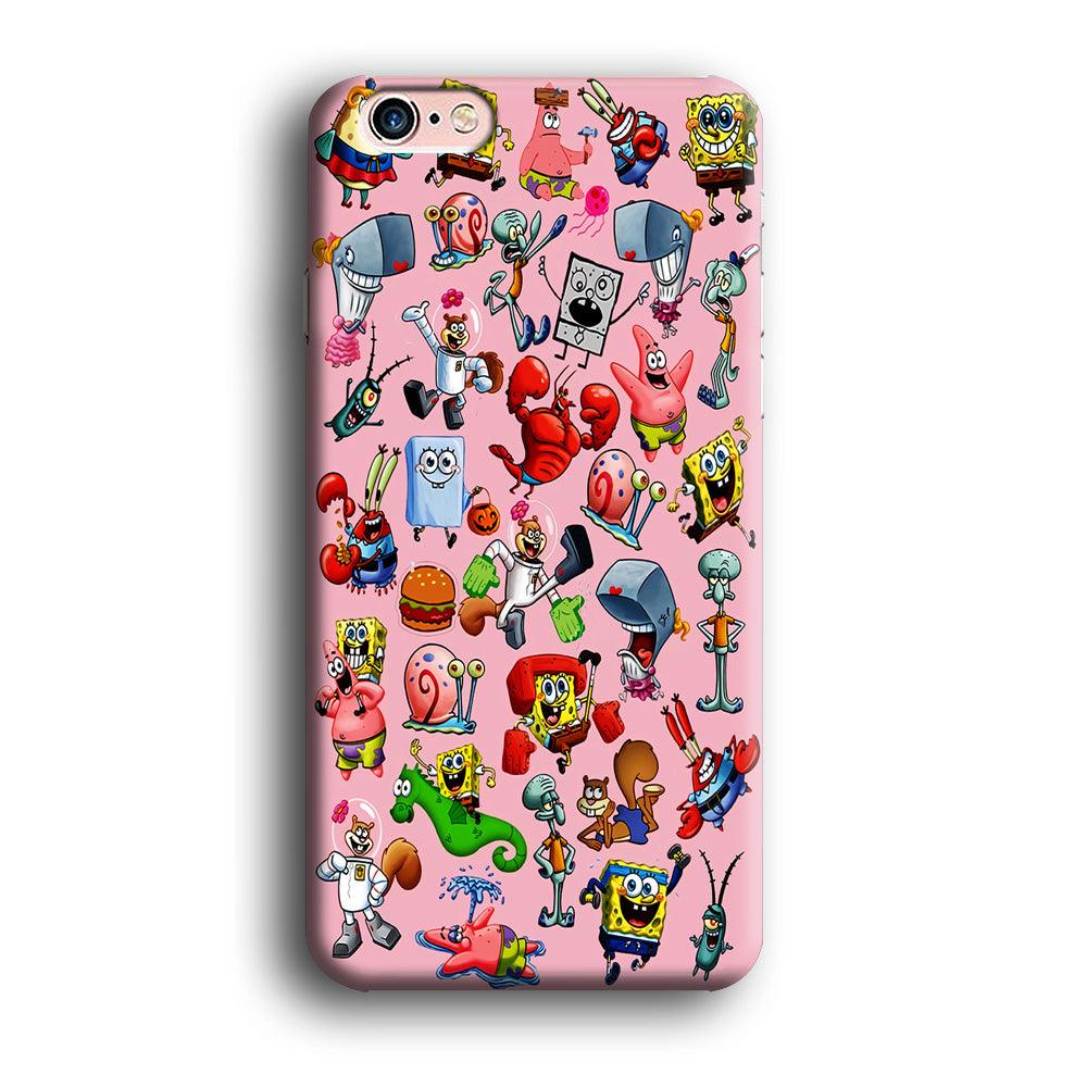 Spongebob and Friend Sticker iPhone 6 | 6s Case-Plastic / Full Wrap (3D Case)-Xtracase