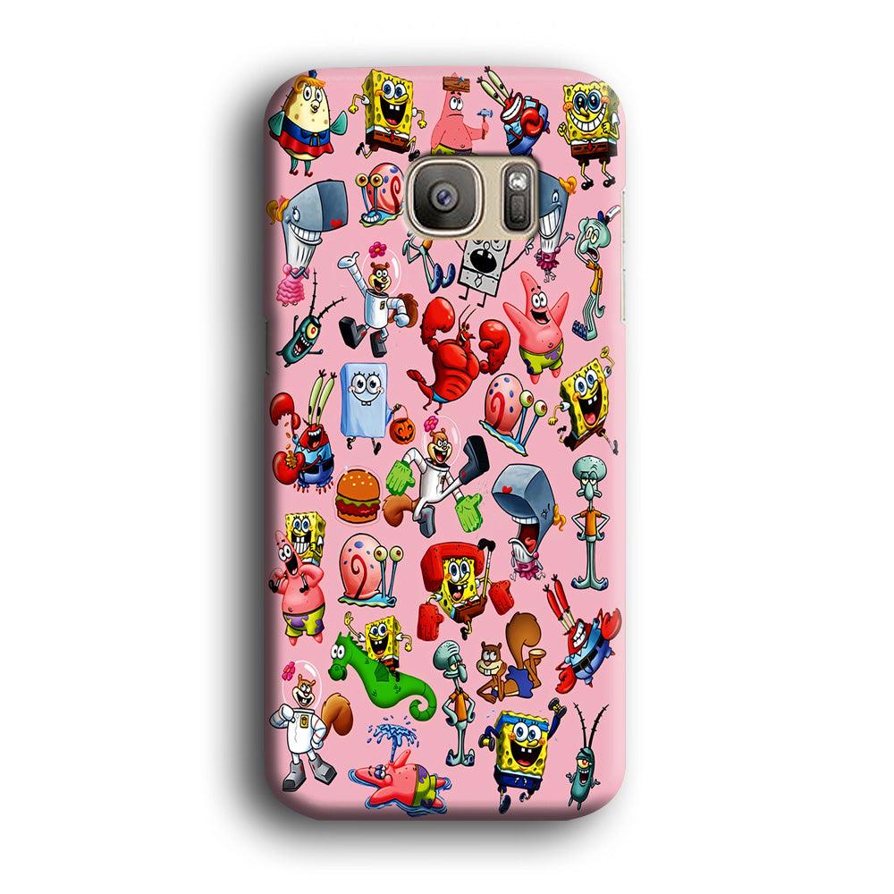 Spongebob and Friend Sticker Samsung Galaxy S7 Edge Case-Plastic / Full Wrap (3D Case)-Xtracase
