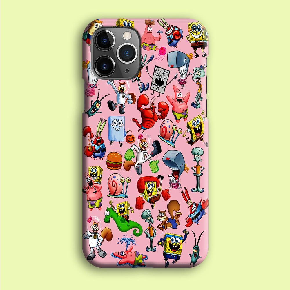 Spongebob and Friend Sticker iPhone 12 Pro Case-Plastic / Full Wrap (3D Case)-Xtracase