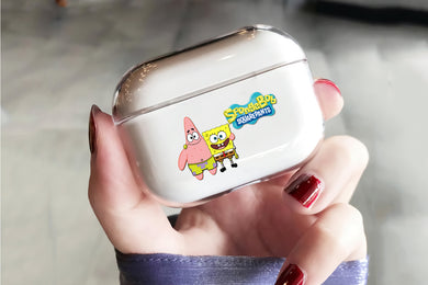 Spongebob and Patrick Hard Plastic Protective Clear Case Cover For Apple Airpod Pro