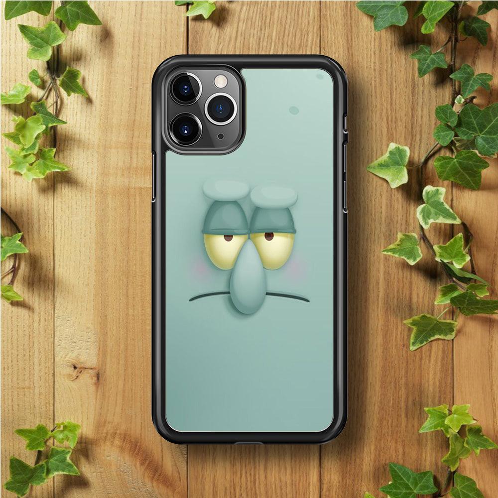 Squidward Tentacles Face iPhone 11 Pro Case-Rubber / Black (2D Case)-Xtracase