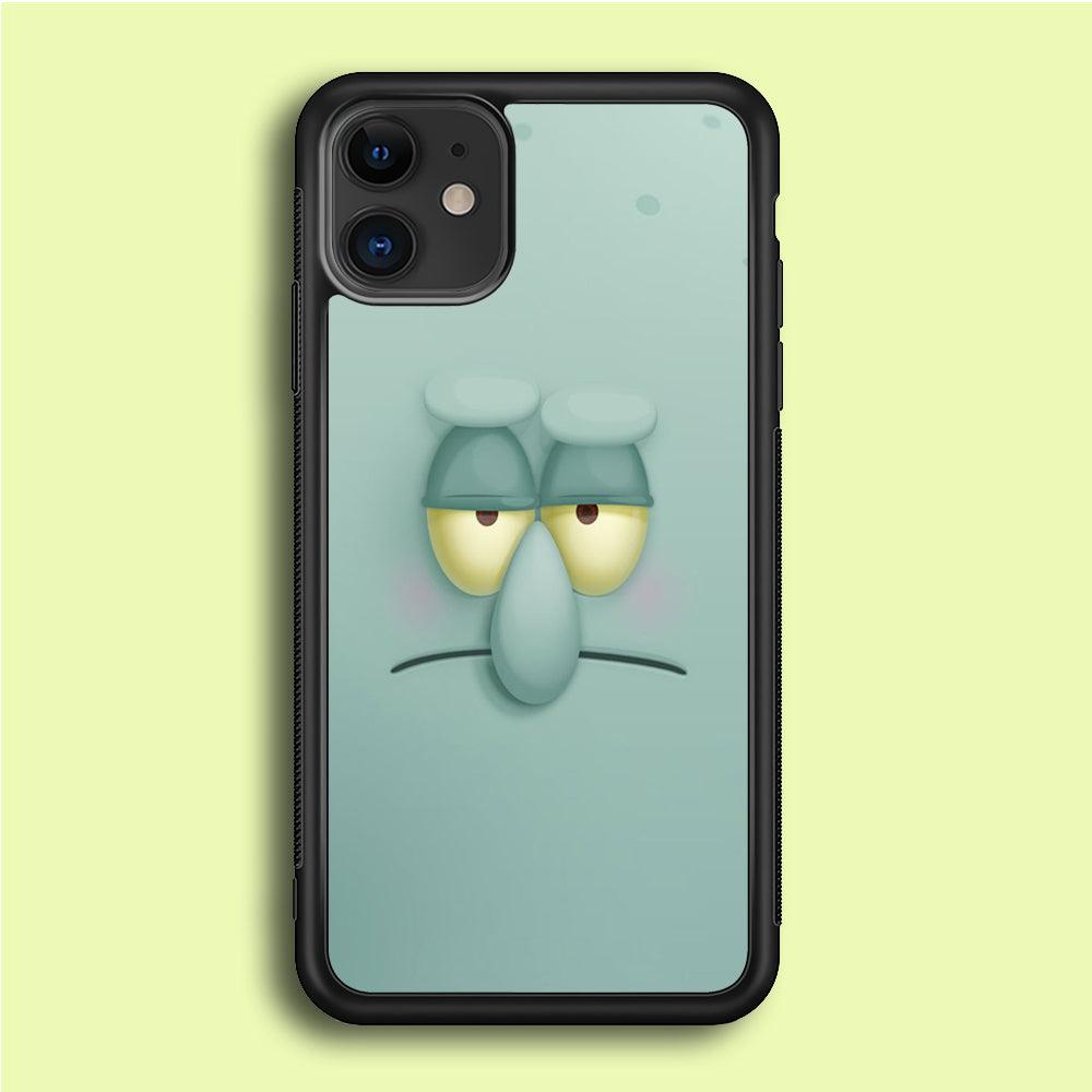 Squidward Tentacles Face iPhone 12 Mini Case-Rubber / Black (2D Case)-Xtracase