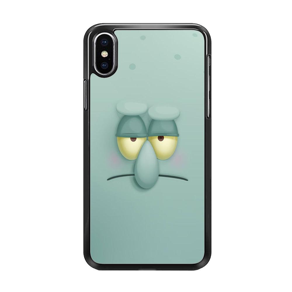 Squidward Tentacles Face iPhone X Case-Rubber / Black (2D Case)-Xtracase