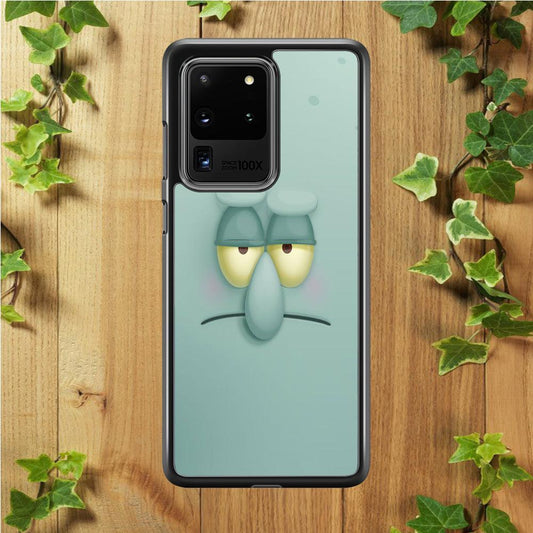 Squidward Tentacles Face Samsung Galaxy S20 Ultra Case-Rubber / White (2D Case)-Xtracase