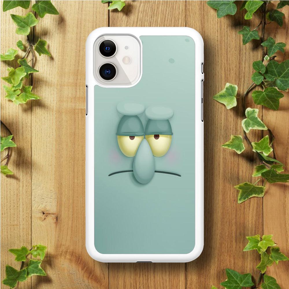 Squidward Tentacles Face iPhone 11 Case-Rubber / White (2D Case)-Xtracase