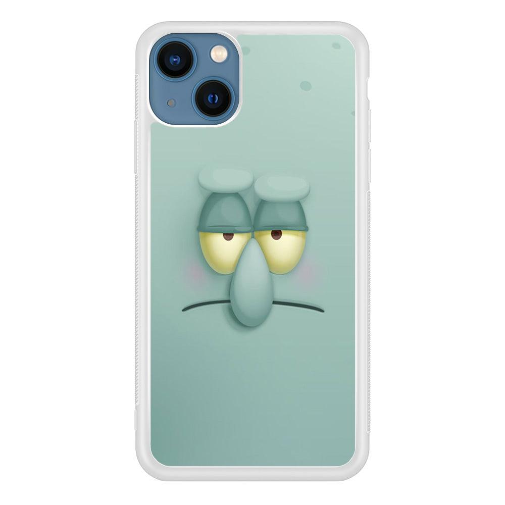Squidward Tentacles Face iPhone 13 Mini Case-Rubber / White (2D Case)-Xtracase