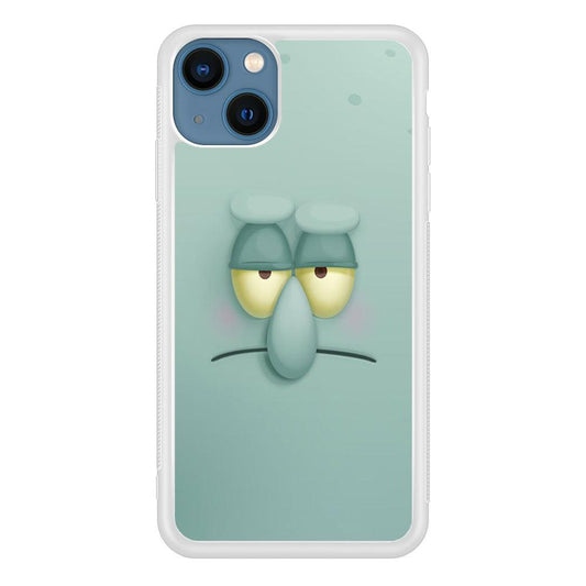 Squidward Tentacles Face iPhone 13 Mini Case-Rubber / White (2D Case)-Xtracase