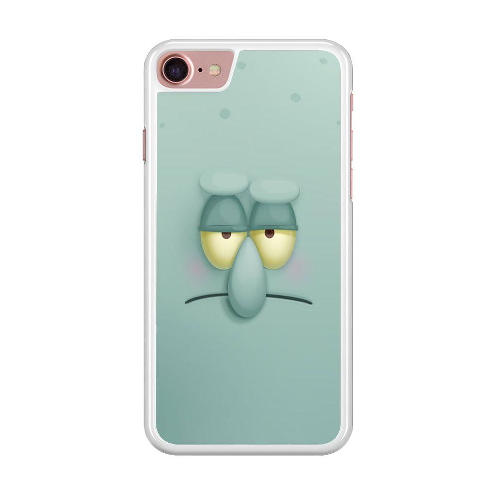 Squidward Tentacles Face iPhone SE 2020 Case-Rubber / White (2D Case)-Xtracase