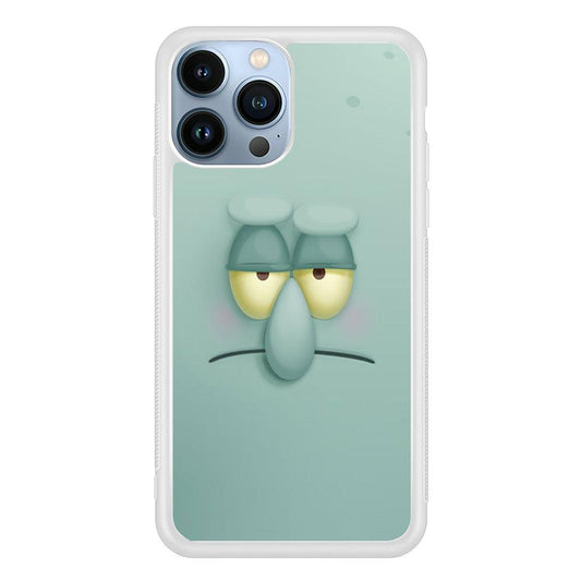 Squidward Tentacles Face iPhone 13 Pro Max Case-Rubber / White (2D Case)-Xtracase