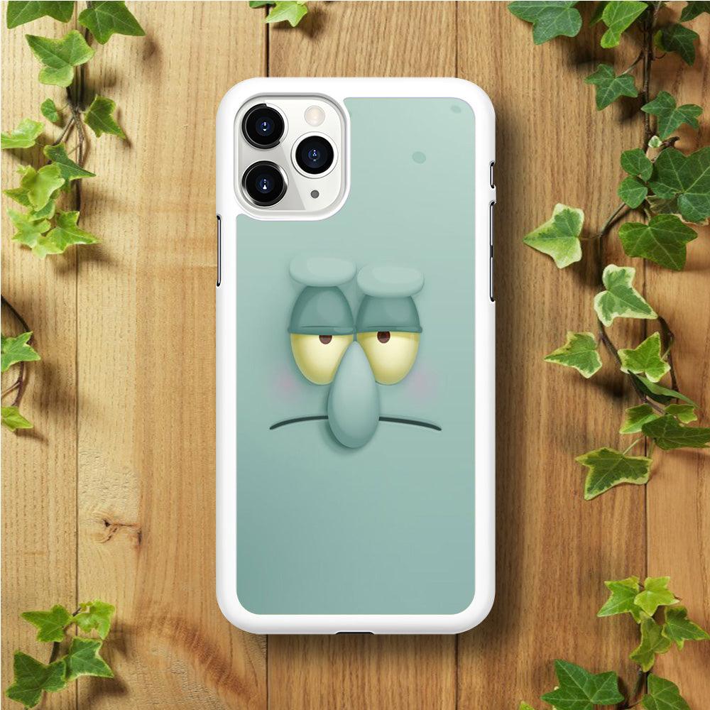 Squidward Tentacles Face iPhone 11 Pro Max Case-Rubber / White (2D Case)-Xtracase