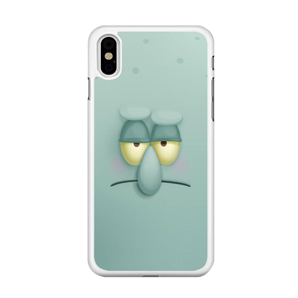 Squidward Tentacles Face iPhone X Case-Rubber / White (2D Case)-Xtracase