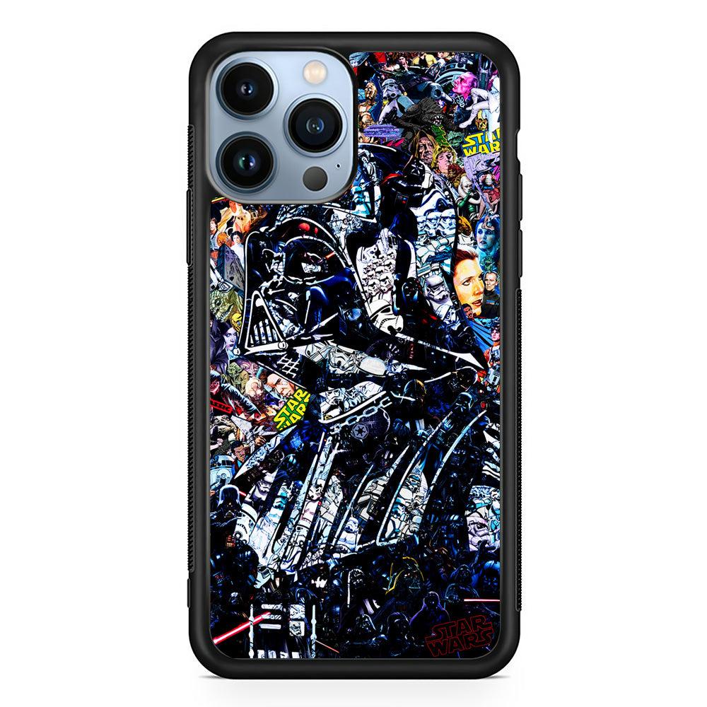 Star Wars Darth Vader Abstract iPhone 13 Pro Max Case-Rubber / Black (2D Case)-Xtracase