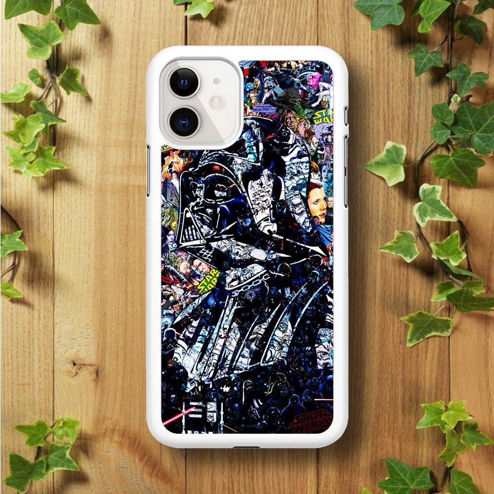 Star Wars Darth Vader Abstract iPhone 11 Case-Rubber / White (2D Case)-Xtracase