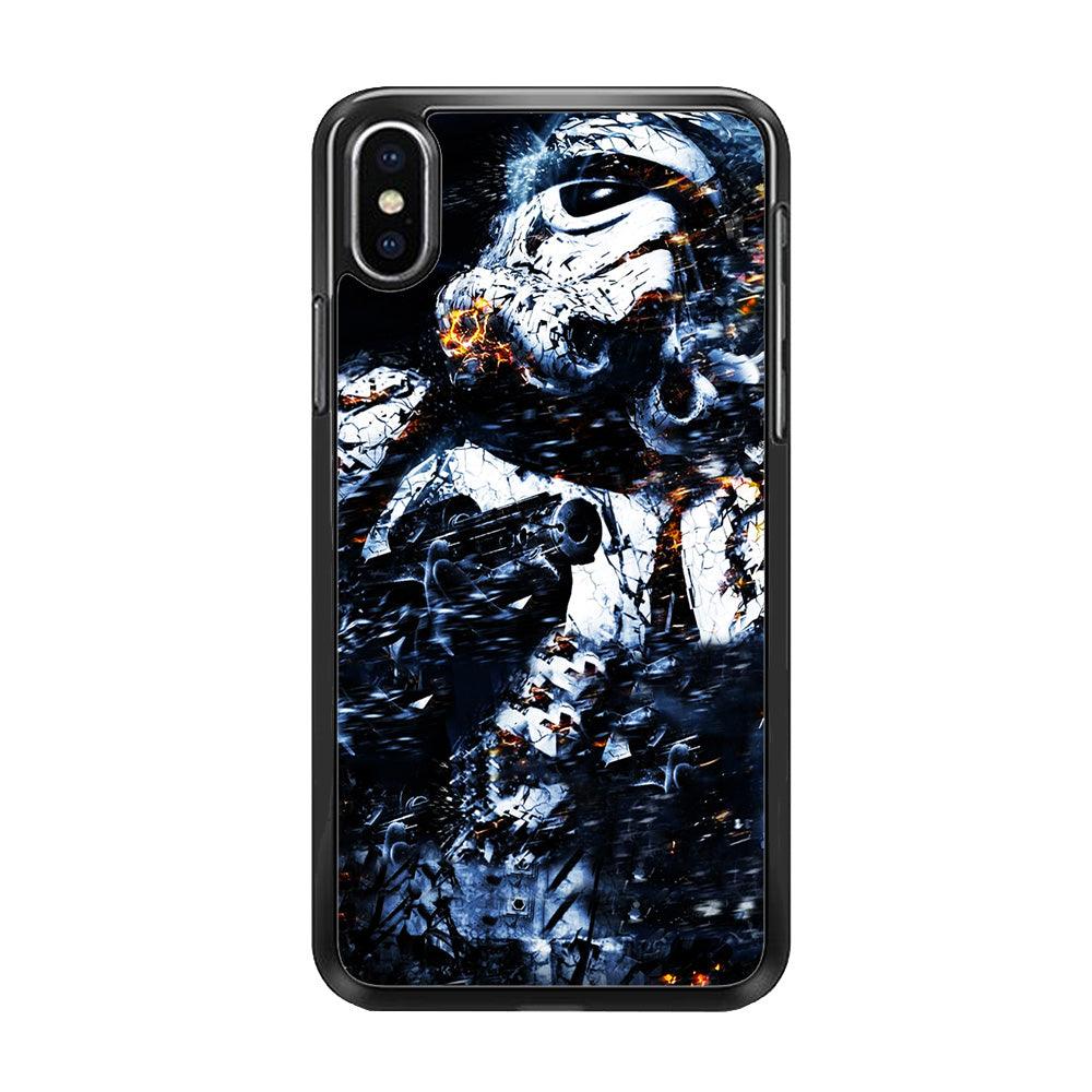 Star Wars Stormtrooper Abstract iPhone Xs Case-Rubber / Black (2D Case)-Xtracase