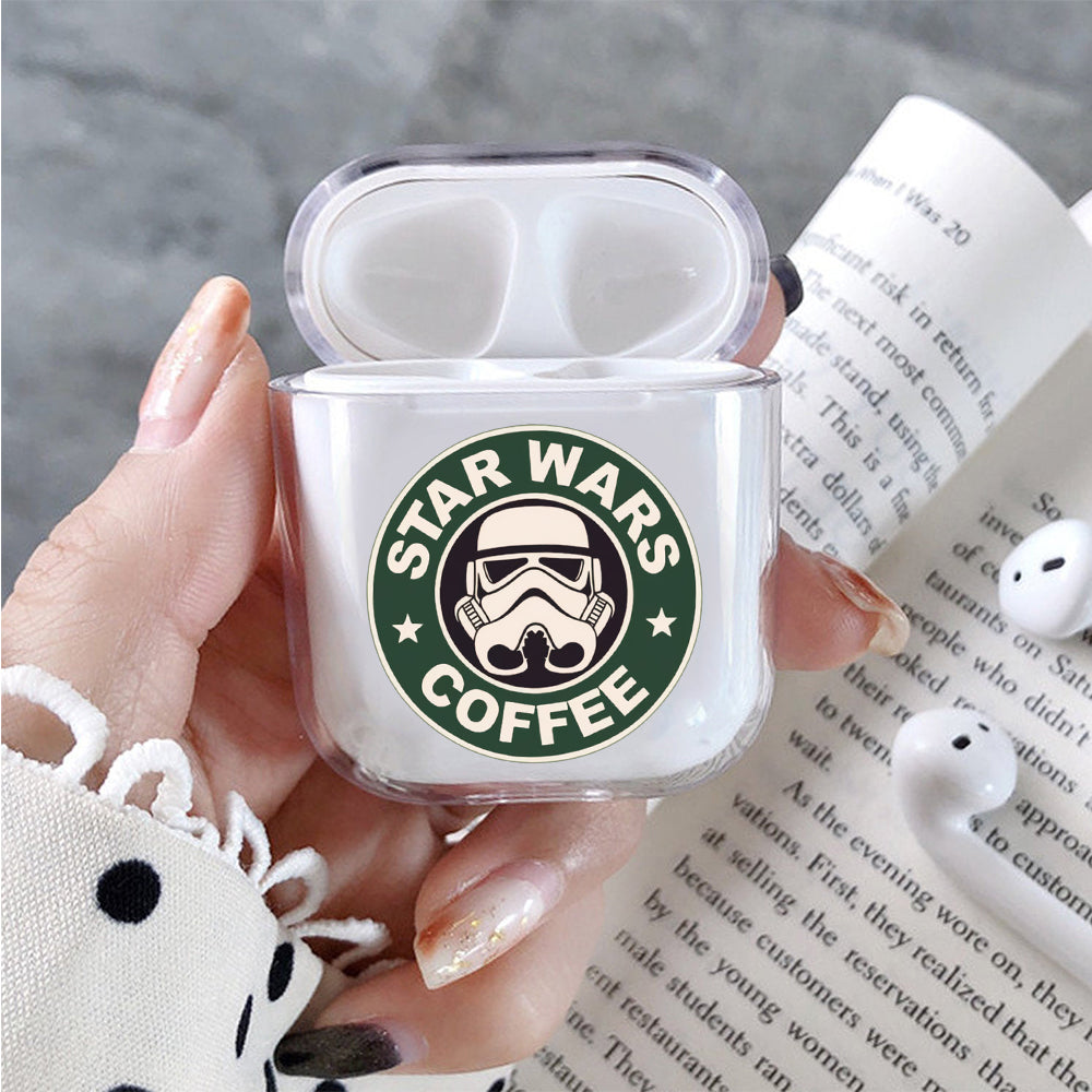 Star Wars Coffee Hard Plastic Protective Clear Case Cover For Apple Airpods