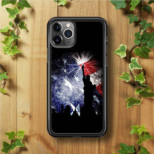 Statue of Liberty USA iPhone 11 Pro Case-Rubber / Black (2D Case)-Xtracase