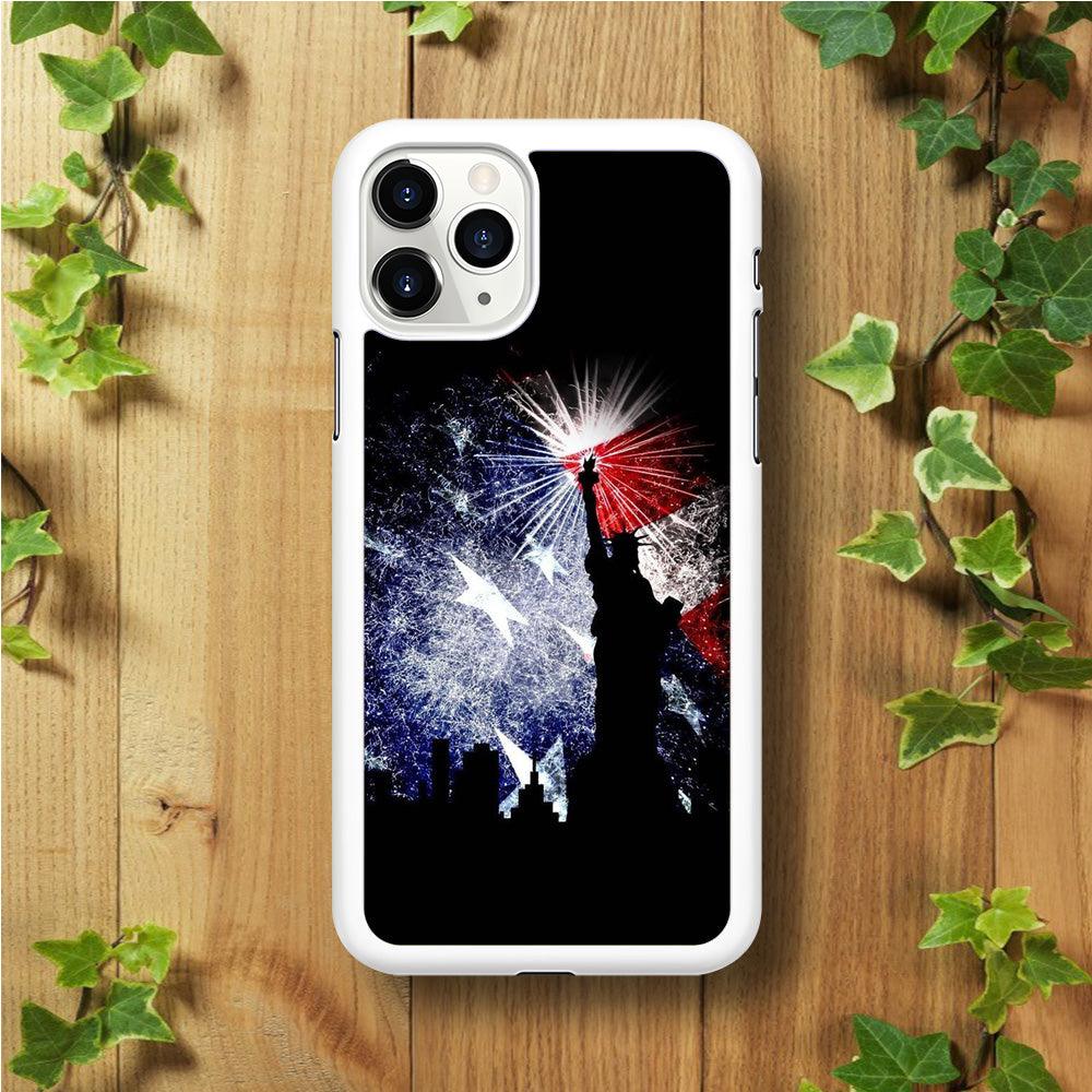 Statue of Liberty USA iPhone 11 Pro Case-Rubber / White (2D Case)-Xtracase