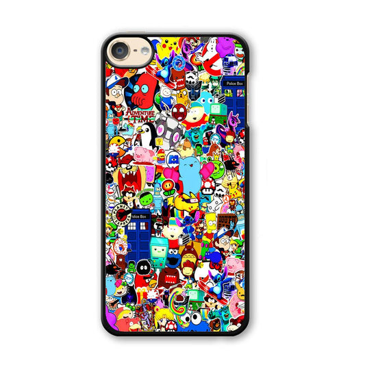 Sticker Collection Cartoon iPod Touch 6 Case-Plastic / Black (2D Case)-Xtracase