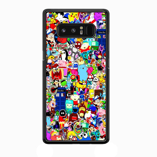 Sticker Collection Cartoon Samsung Galaxy Note 8 Case-Rubber / White (2D Case)-Xtracase