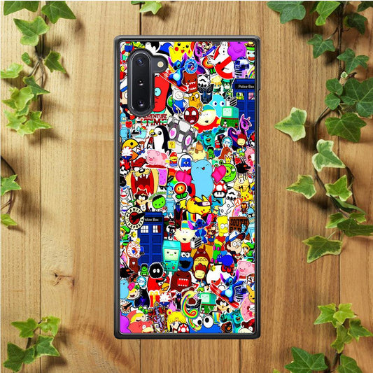 Sticker Collection Cartoon Samsung Galaxy Note 10 Case-Rubber / White (2D Case)-Xtracase