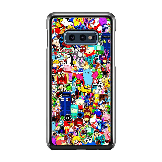 Sticker Collection Cartoon Samsung Galaxy S10E Case-Rubber / Black (2D Case)-Xtracase