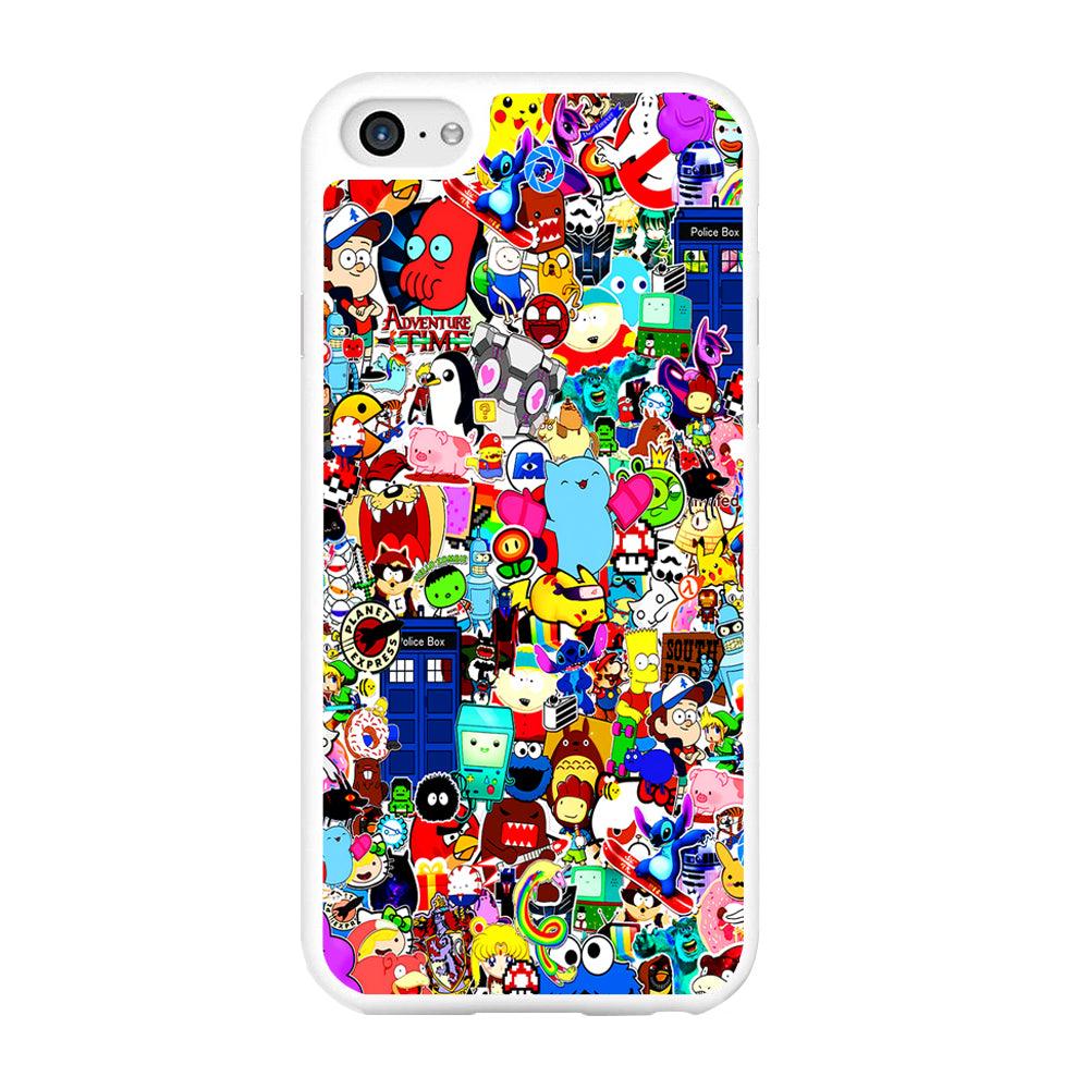Sticker Collection Cartoon iPhone 6 | 6s Case-Rubber / White (2D Case)-Xtracase