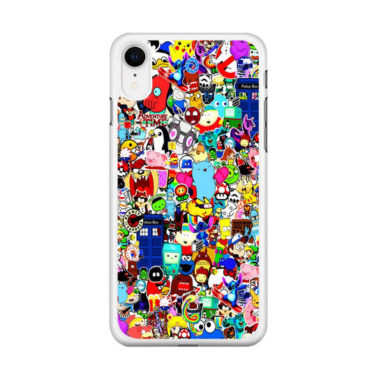 Sticker Collection Cartoon iPhone XR Case-Rubber / White (2D Case)-Xtracase
