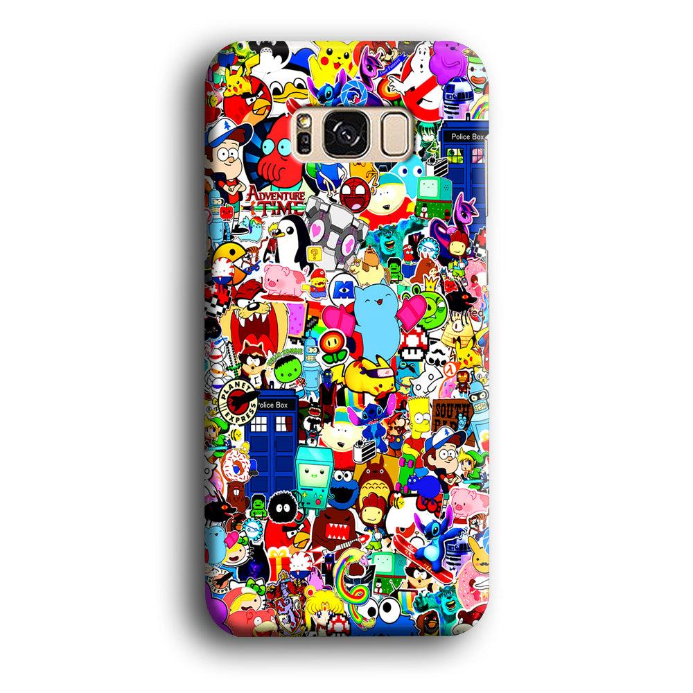 Sticker Collection Cartoon Samsung Galaxy S8 Case-Plastic / Full Wrap (3D Case)-Xtracase
