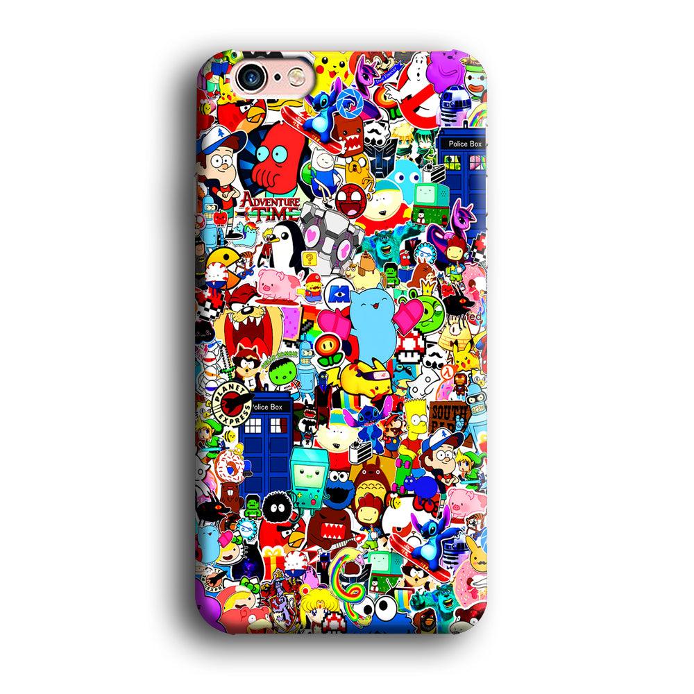 Sticker Collection Cartoon iPhone 6 | 6s Case-Plastic / Full Wrap (3D Case)-Xtracase