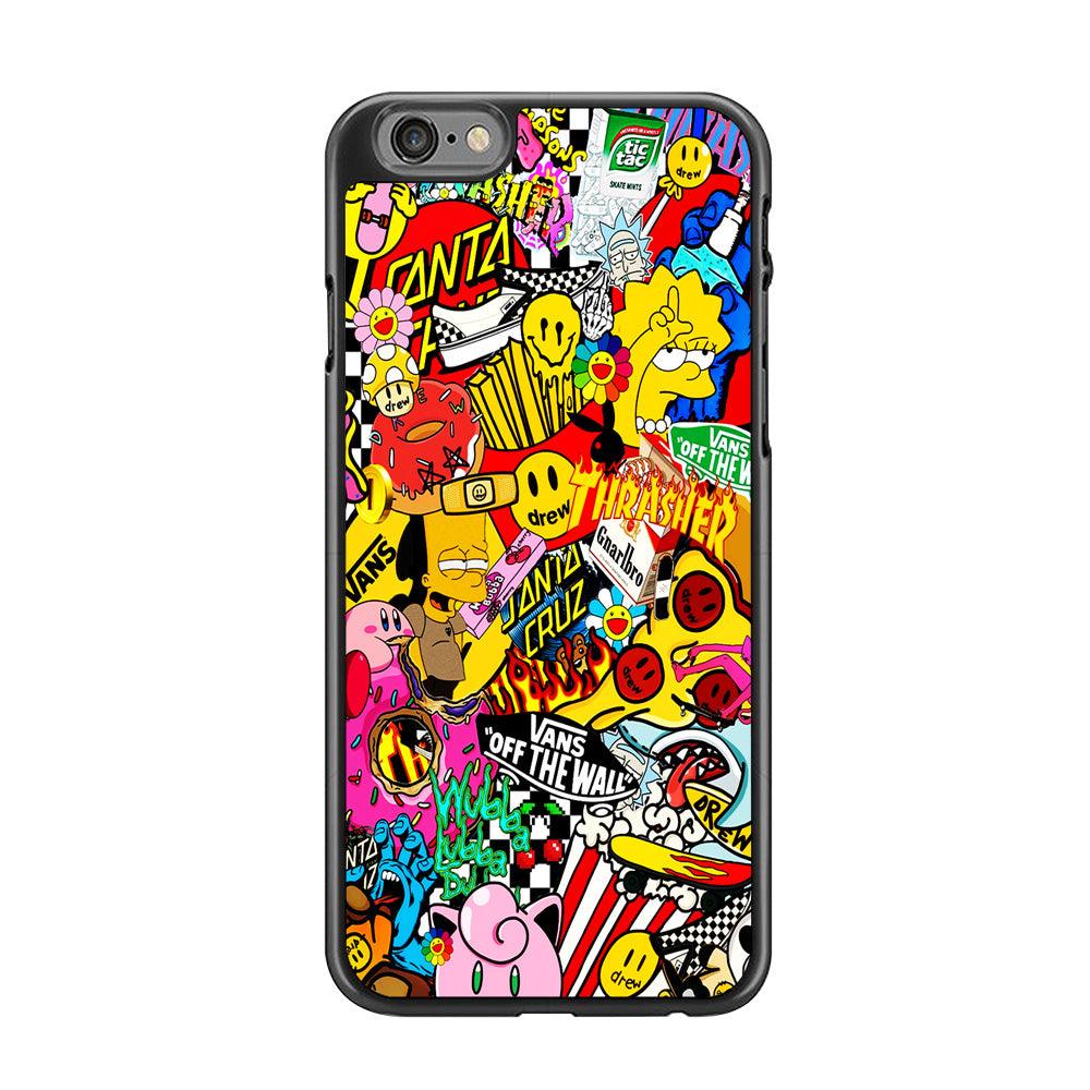 Sticker Collection Random iPhone 6 | 6s Case-Rubber / Black (2D Case)-Xtracase